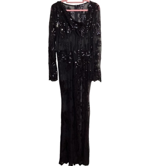 NWT Fashion Nova Glam Factor Sequin Maxi Dress - Black - Picture 4 of 6